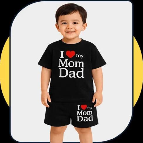 Neha Fabrics ৫ পিস বেবি সেট - কালো I Love My Mom Dad
